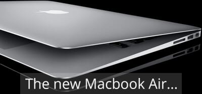 Macbook Air with text overlay
